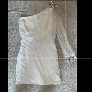 White One Shoulder Dress with Diamonds